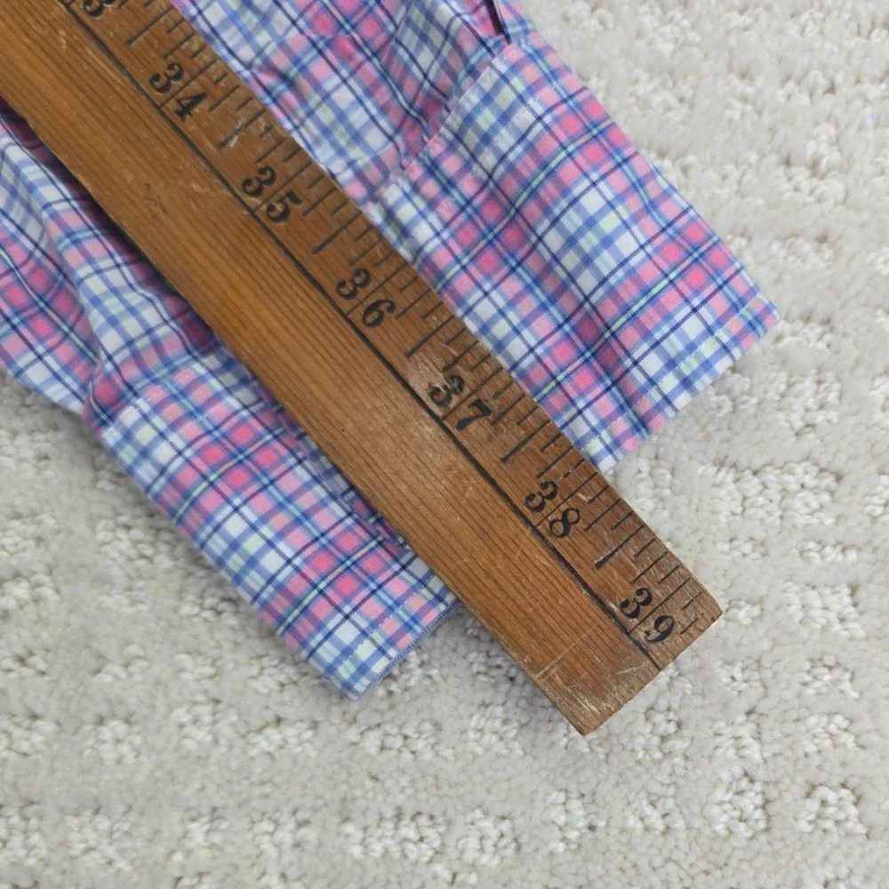 Polo Ralph Lauren Plaid Button Down Shirt Mens 2XLT Pink Blue Cotton Stretch